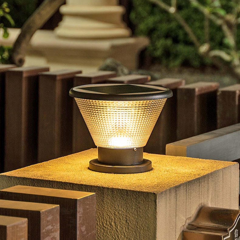 Industrial Aluminum Acrylic Round LED Outdoor Post Light — Round / 110V-120V For US/CA / Warm Light (3000K)