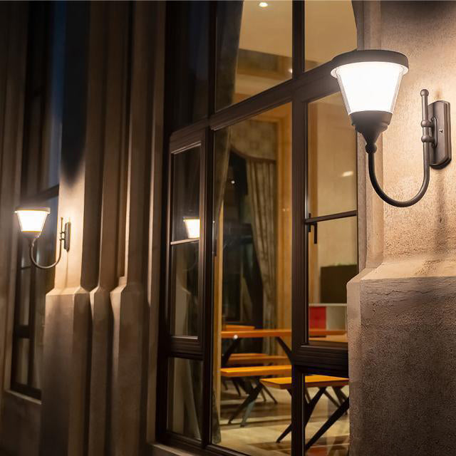 Contemporary Aluminum Arc Arm LED Wall Sconce — B / Solar / Warm Light (3000K)