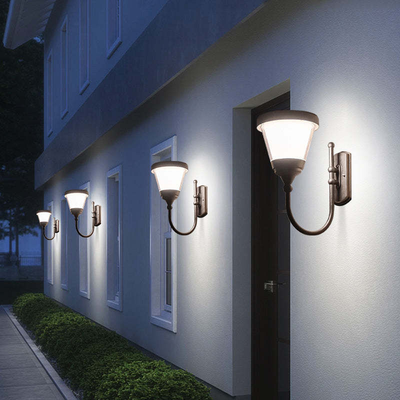 Contemporary Aluminum Arc Arm LED Wall Sconce — A / Solar / White Light (5000K)
