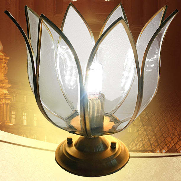 Contemporary Lotus Glass Copper Outdoor Post Light