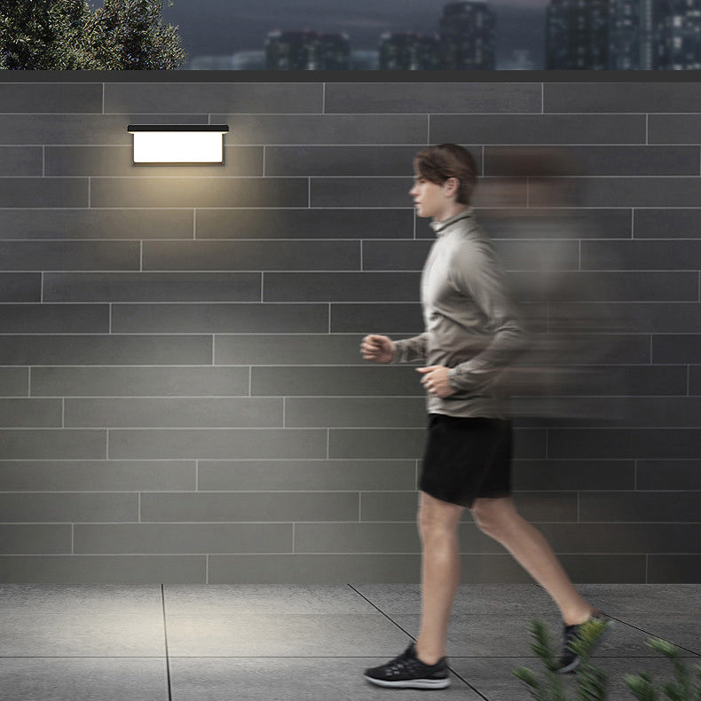 Contemporary Rectangular Solar Motion Sensor LED Wall Sconce