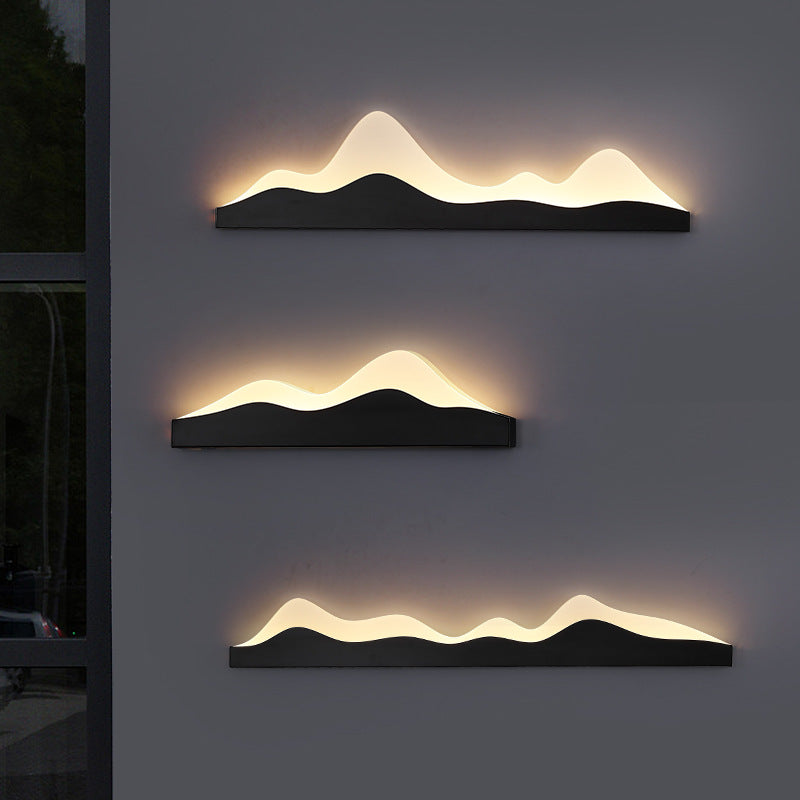 Chinese Zen Mountain Peak Iron Acrylic LED Wall Sconce