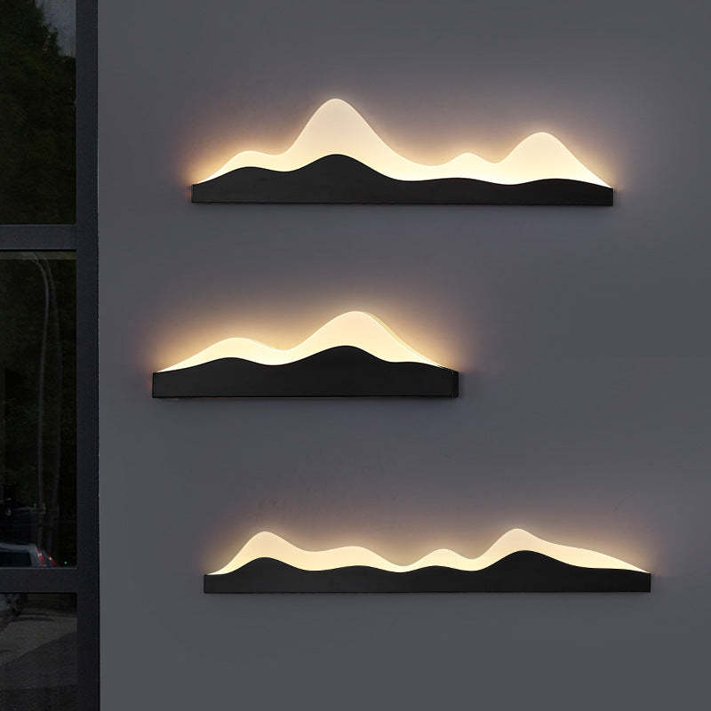 Chinese Zen Mountain Peak Iron Acrylic LED Wall Sconce