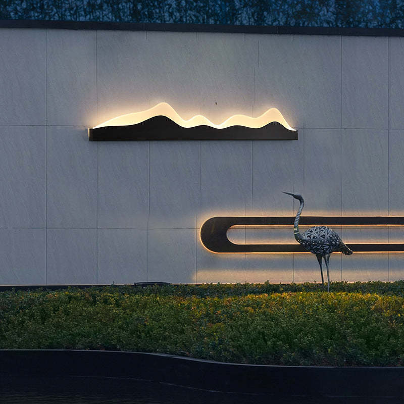 Chinese Zen Mountain Peak Iron Acrylic LED Wall Sconce