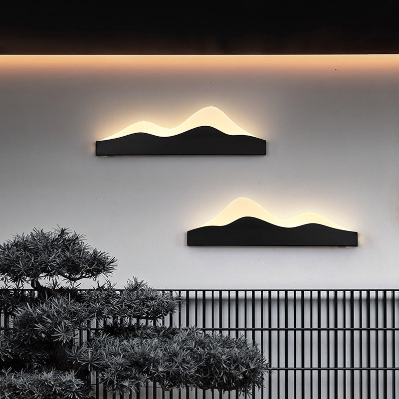 Chinese Zen Mountain Peak Iron Acrylic LED Wall Sconce