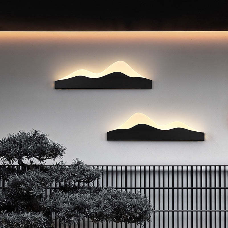 Chinese Zen Mountain Peak Iron Acrylic LED Wall Sconce
