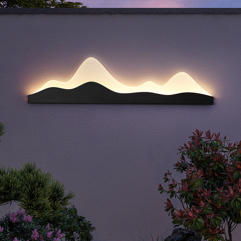 Chinese Zen Mountain Peak Iron Acrylic LED Wall Sconce