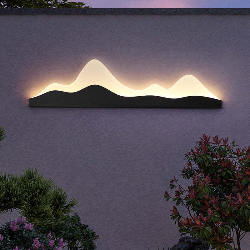 Chinese Zen Mountain Peak Iron Acrylic LED Wall Sconce