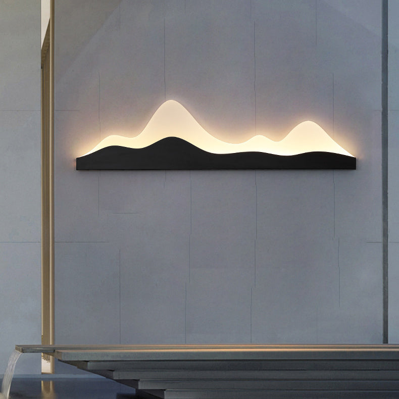 Chinese Zen Mountain Peak Iron Acrylic LED Wall Sconce