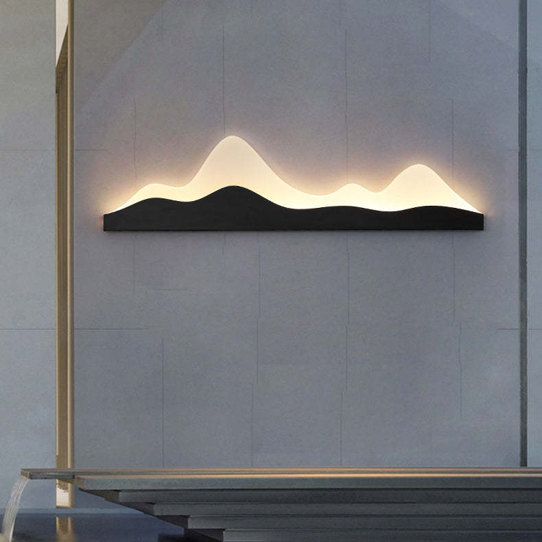 Chinese Zen Mountain Peak Iron Acrylic LED Wall Sconce