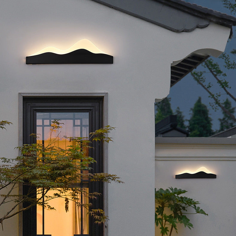 Chinese Zen Mountain Peak Iron Acrylic LED Wall Sconce