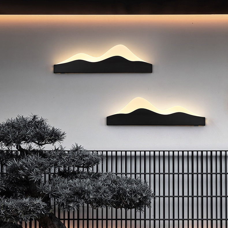 Chinese Zen Mountain Peak Iron Acrylic LED Wall Sconce