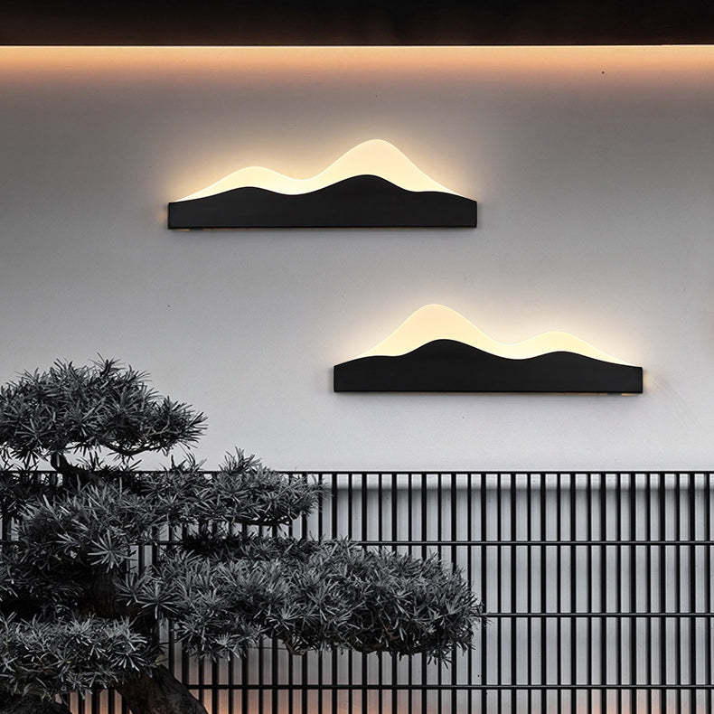 Chinese Zen Mountain Peak Iron Acrylic LED Wall Sconce