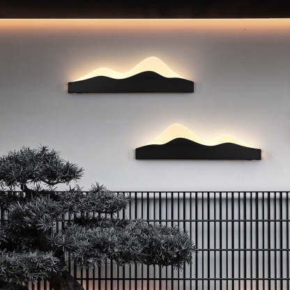 Chinese Zen Mountain Peak Iron Acrylic LED Wall Sconce
