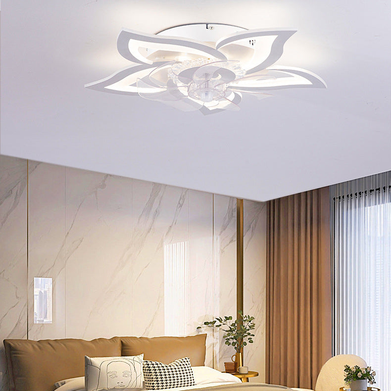Contemporary Aluminum Fan Flush Mount — B - White / Infinitely Dimmable / 220V-240V For UK/AU