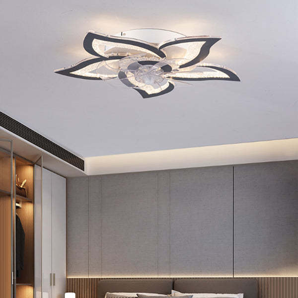Contemporary Aluminum Fan Flush Mount — A - Black / Infinitely Dimmable / 110V-120V For US/CA
