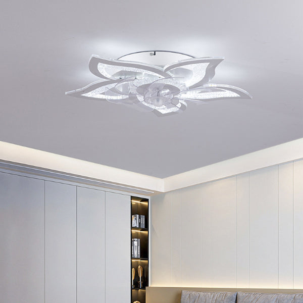 Contemporary Aluminum Fan Flush Mount — A - White / Infinitely Dimmable / 110V-120V For US/CA