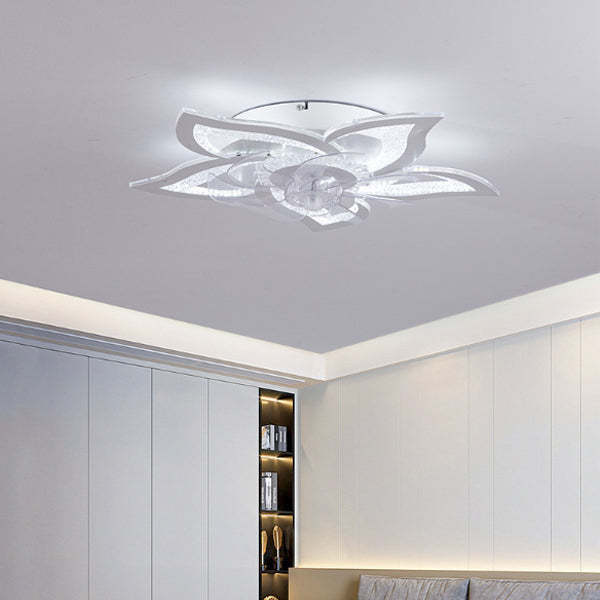Contemporary Aluminum Fan Flush Mount — A - White / Infinitely Dimmable / 110V-120V For US/CA