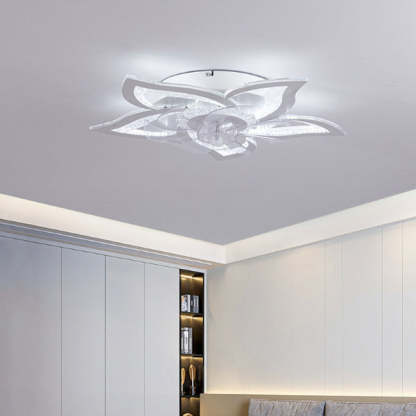 Contemporary Aluminum Fan Flush Mount — A - White / Infinitely Dimmable / 110V-120V For US/CA