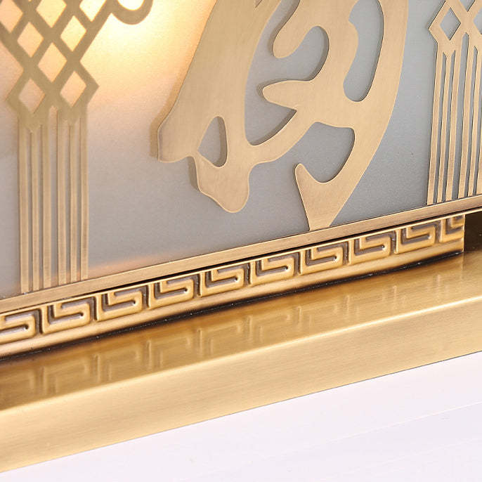 Chinese Square Copper Glass Solar Outdoor Post Light