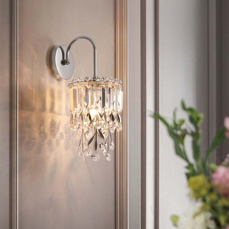 Contemporary Crystal Stainless Steel Wall Sconce