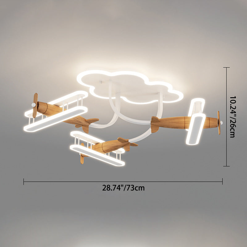 Contemporary Cartoon Wood Plane Ceiling Light