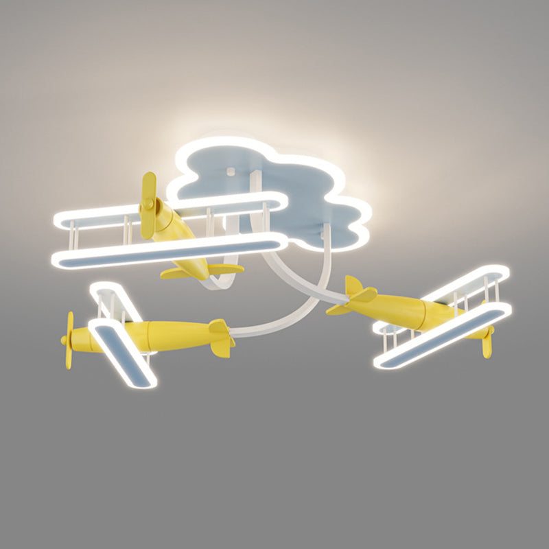 Contemporary Cartoon Wood Plane Ceiling Light