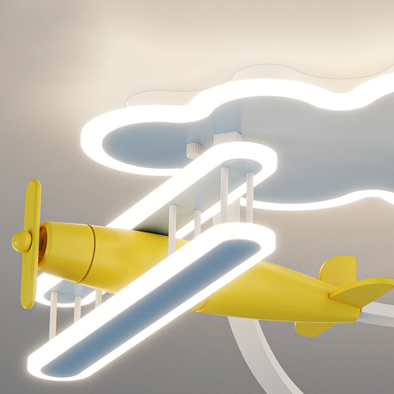 Contemporary Cartoon Wood Plane Ceiling Light