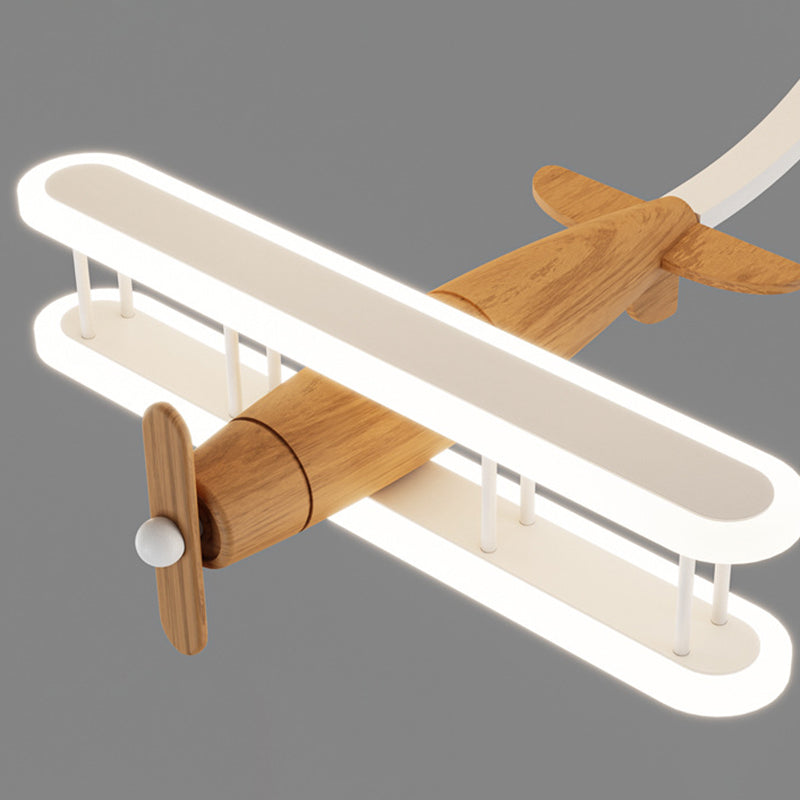 Contemporary Cartoon Wood Plane Ceiling Light