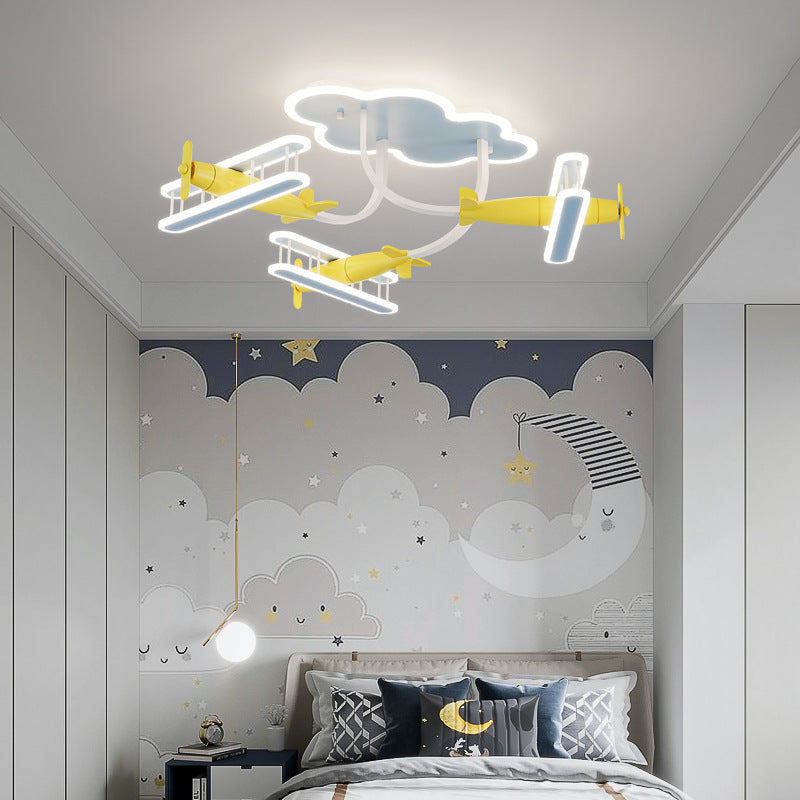 Contemporary Cartoon Wood Plane Ceiling Light