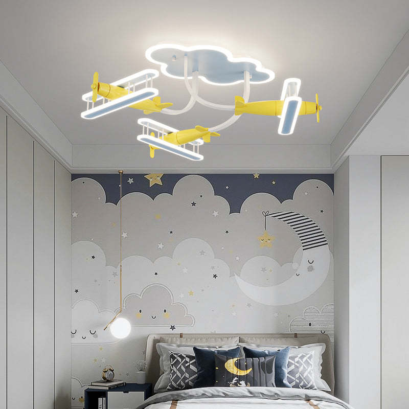 Contemporary Cartoon Wood Plane Ceiling Light