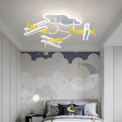 Contemporary Cartoon Wood Plane Ceiling Light