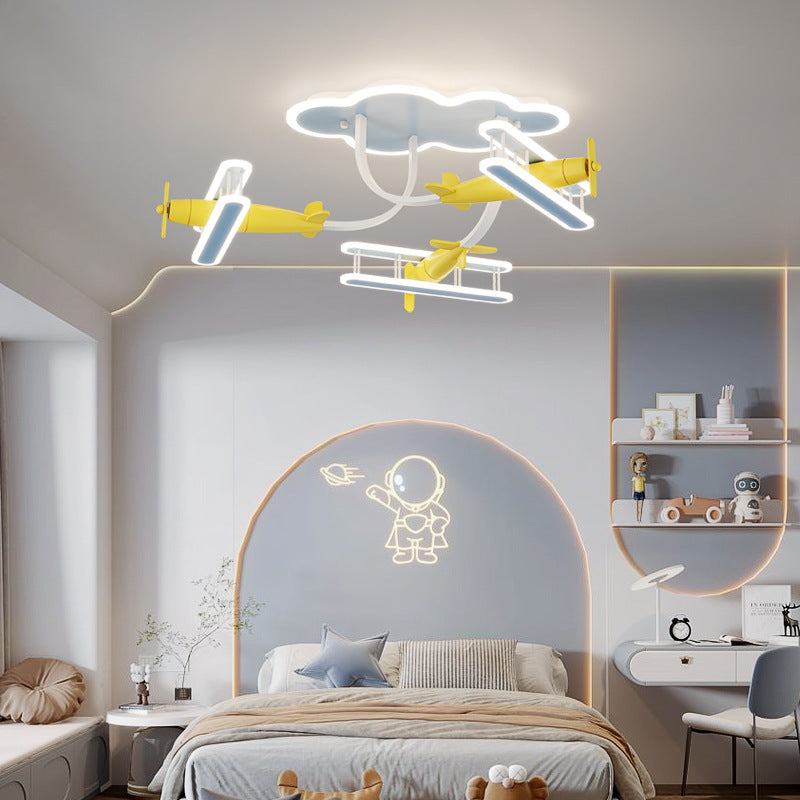 Contemporary Cartoon Wood Plane Ceiling Light