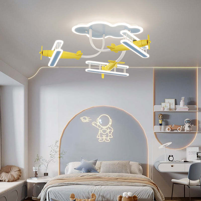 Contemporary Cartoon Wood Plane Ceiling Light