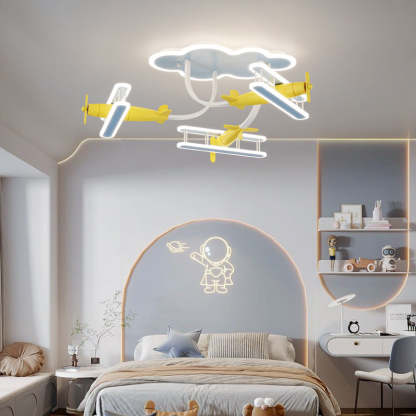 Contemporary Cartoon Wood Plane Ceiling Light