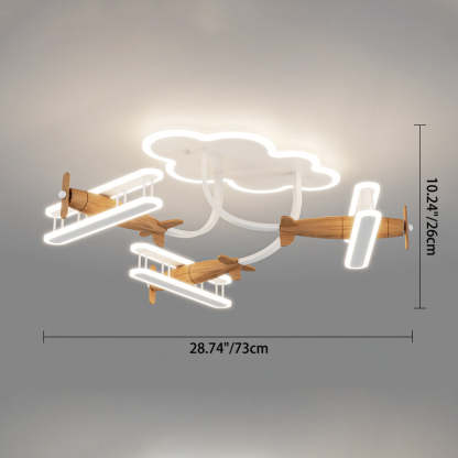 Contemporary Cartoon Wood Plane Ceiling Light