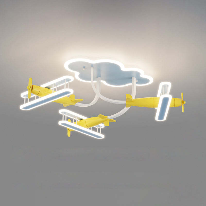 Contemporary Cartoon Wood Plane Ceiling Light