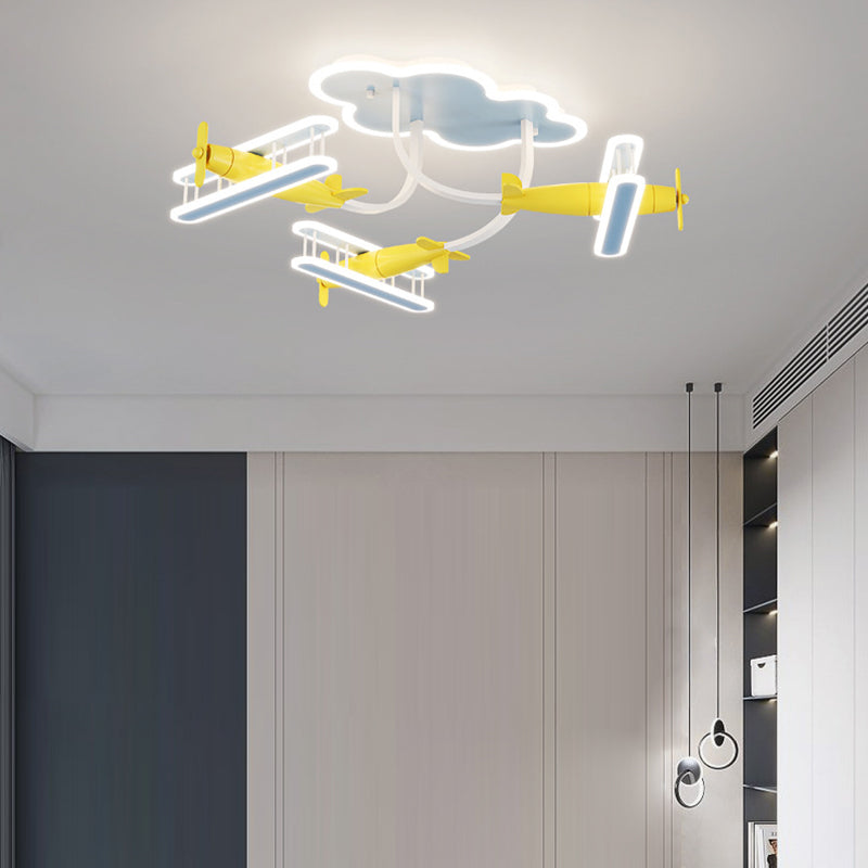 Contemporary Cartoon Wood Plane Ceiling Light