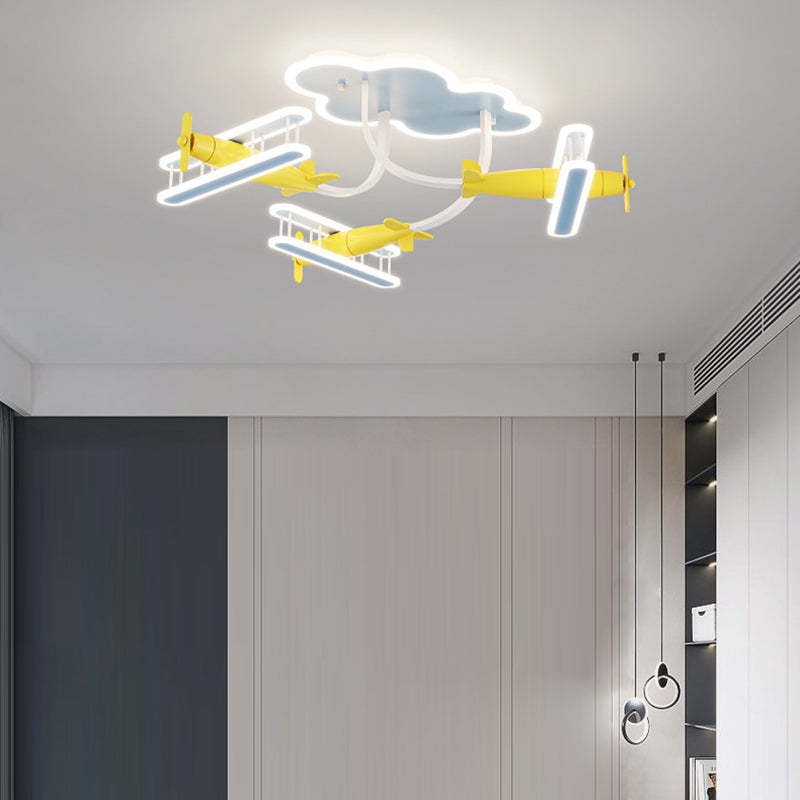Contemporary Cartoon Wood Plane Ceiling Light