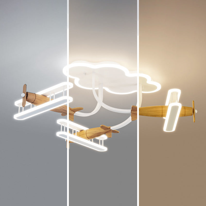 Contemporary Cartoon Wood Plane Ceiling Light