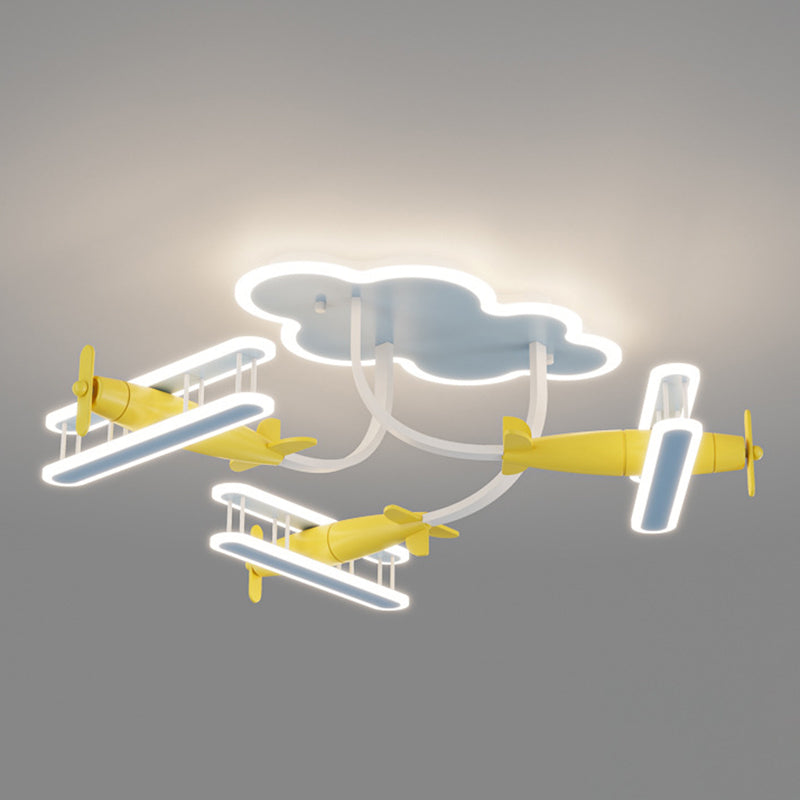 Contemporary Cartoon Wood Plane Ceiling Light