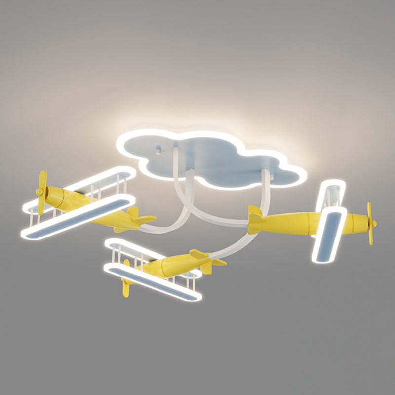 Contemporary Cartoon Wood Plane Ceiling Light