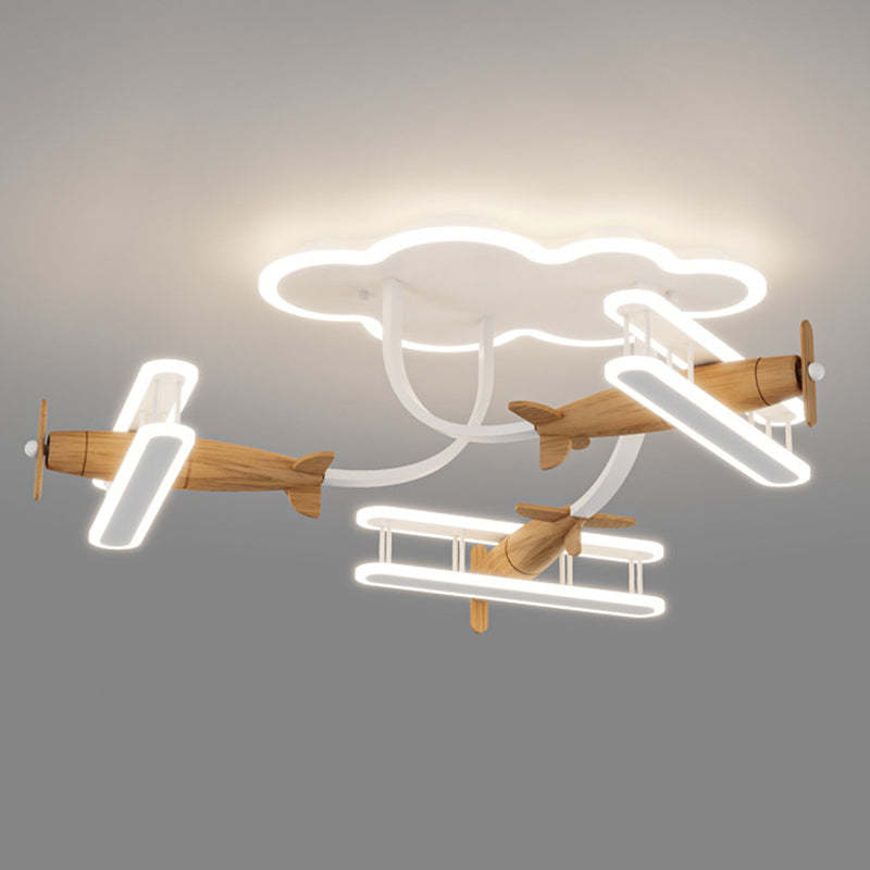 Contemporary Cartoon Wood Plane Ceiling Light