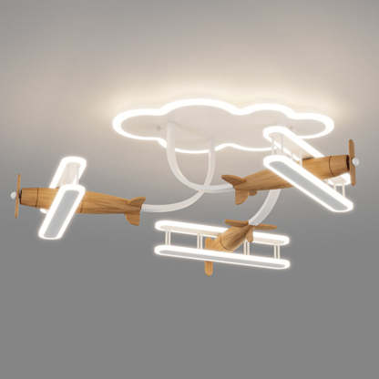 Contemporary Cartoon Wood Plane Ceiling Light