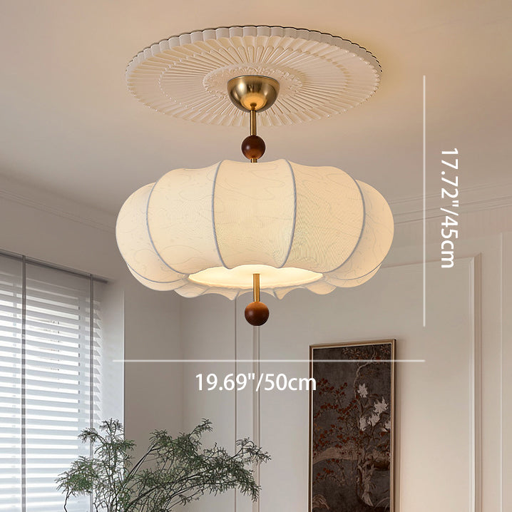 French Solid Wood Round 4-Light Ceiling Light