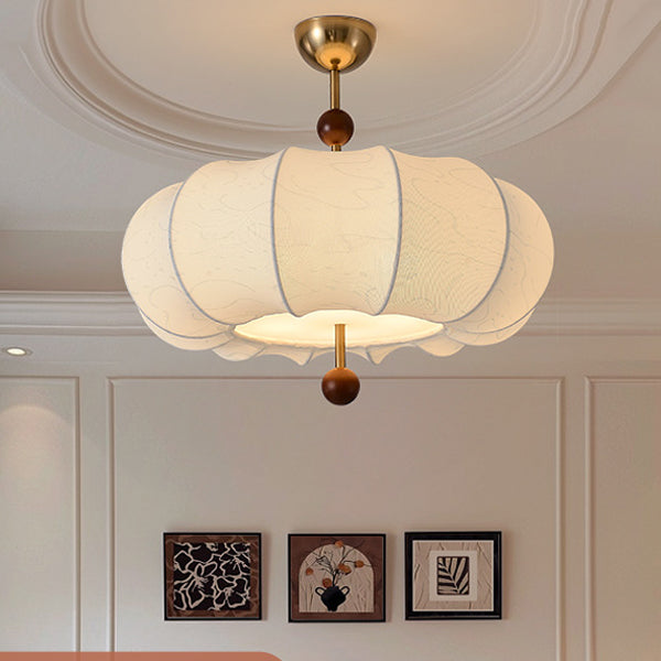 French Solid Wood Round 4-Light Ceiling Light