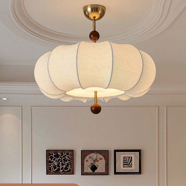 French Solid Wood Round 4-Light Ceiling Light