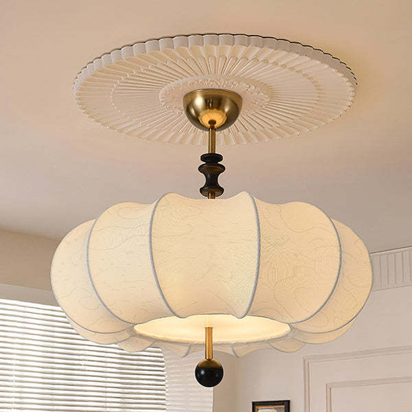 French Solid Wood Round 4-Light Ceiling Light