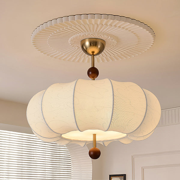 French Solid Wood Round 4-Light Ceiling Light