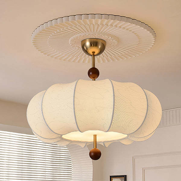 French Solid Wood Round 4-Light Ceiling Light